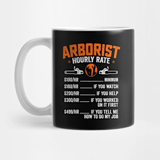 Hourly Rate Chart Arborist Logger Take Care Of Tree Trimmer Mug